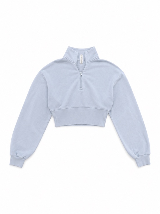 SKIMS Tops - SKIMS Pale Blue Cropped Half-Zip Sweatshirt